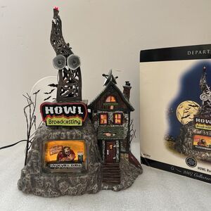 Dept 56 Howl Radio Snow Village Wolfman Werewolf Halloween Spooky Haunted House